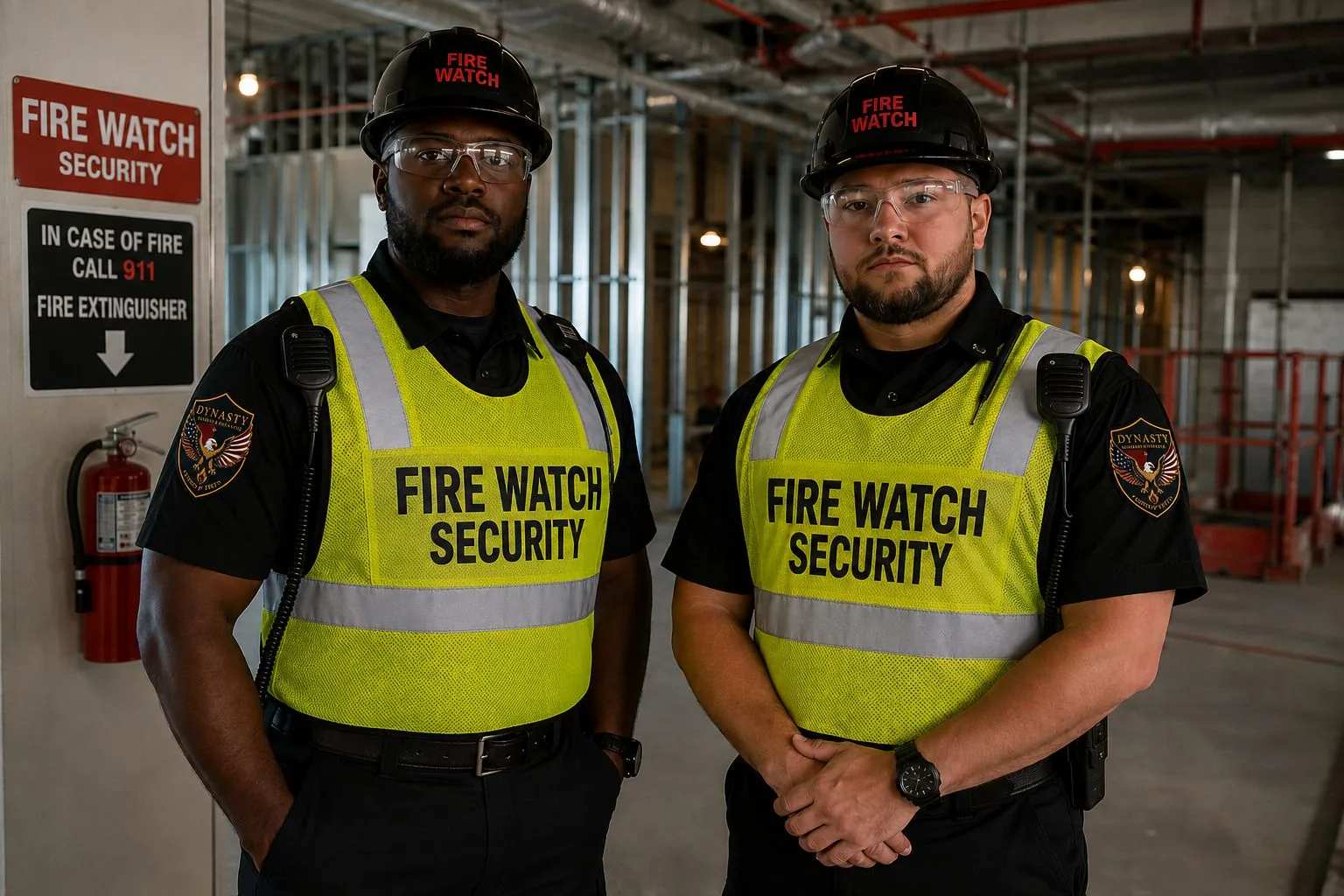 Dynasty firewatch officers at a construction site