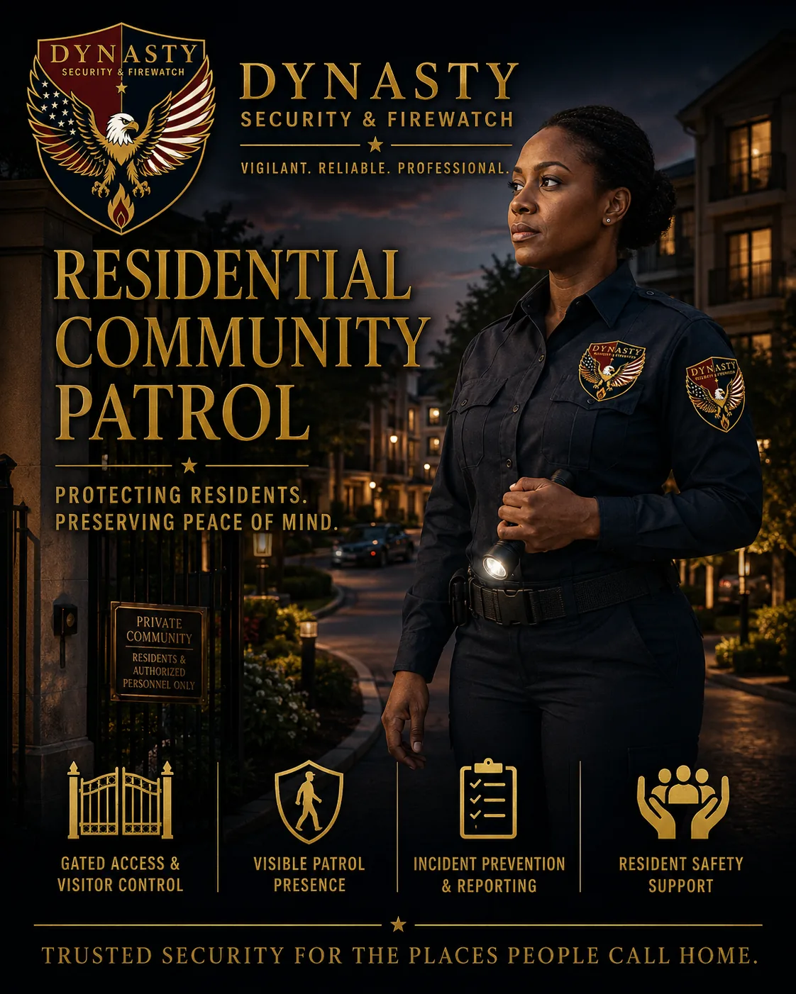 Unarmed officer providing residential community patrol